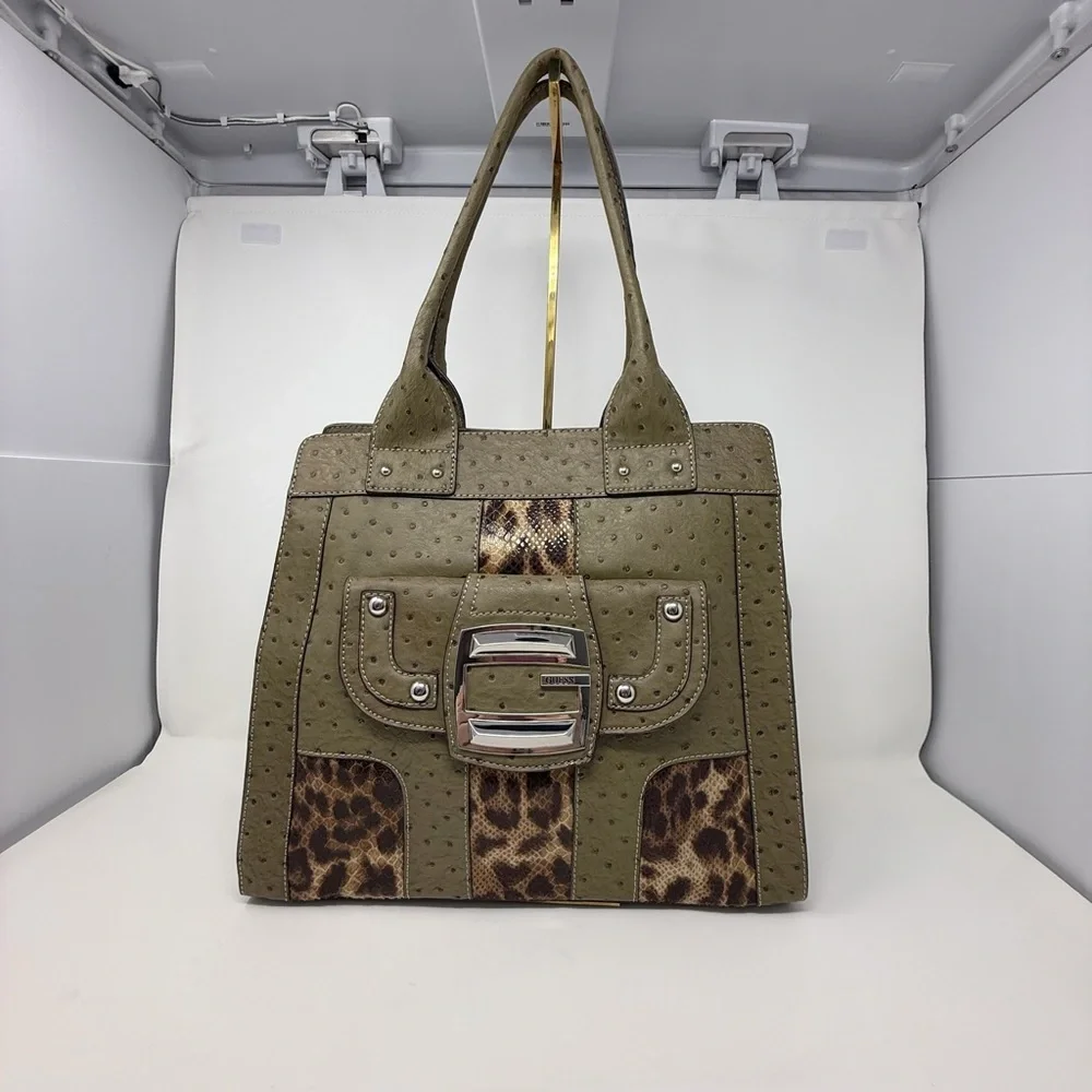 Guess Olive Green and Brown Tote Bag - Picture 2 of 15